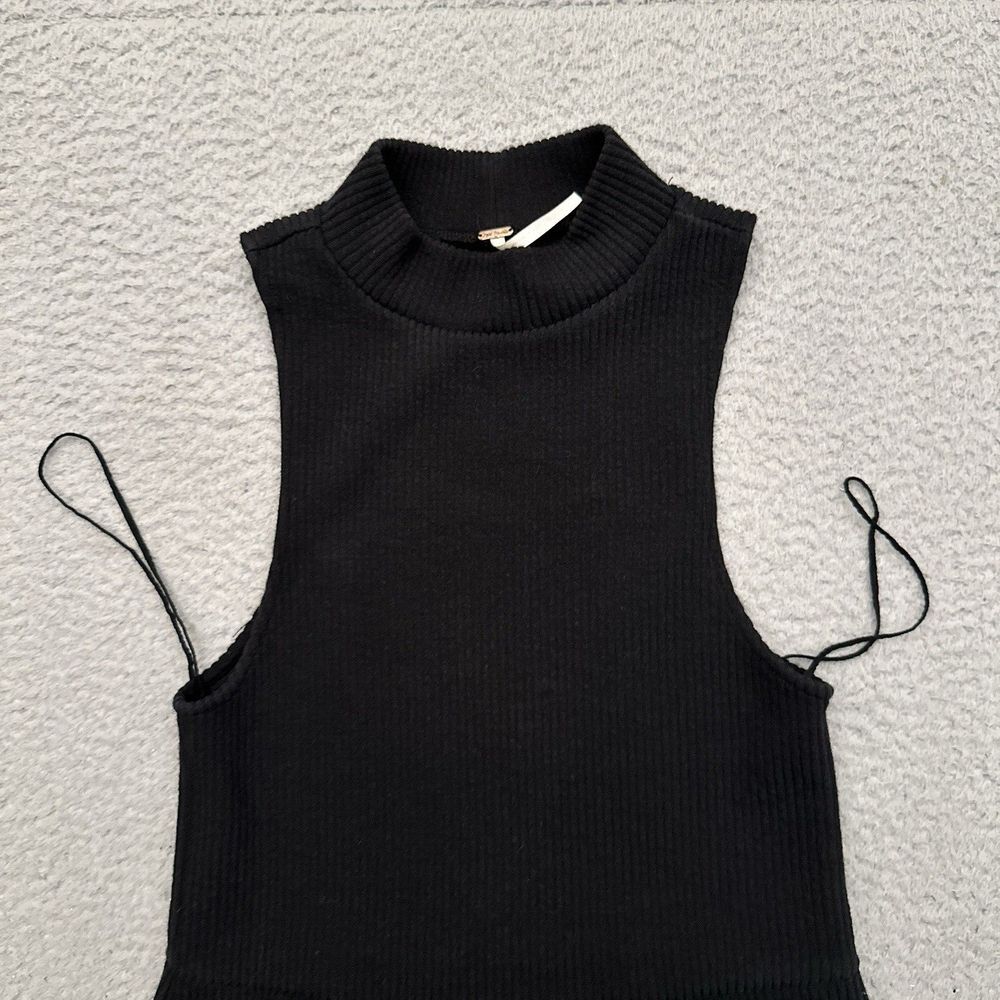 Free People Mary Jane Halter Top Mock Neck Dress Women's Small Black Ribbed‎ - Picture 2 of 11